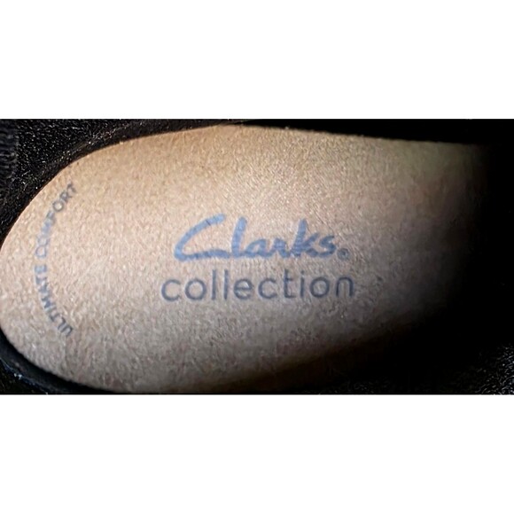 CLARKS Women's Black Suede Noralyn Strap Booties Sz 7 37.5 Comfort Casual - Picture 3 of 12